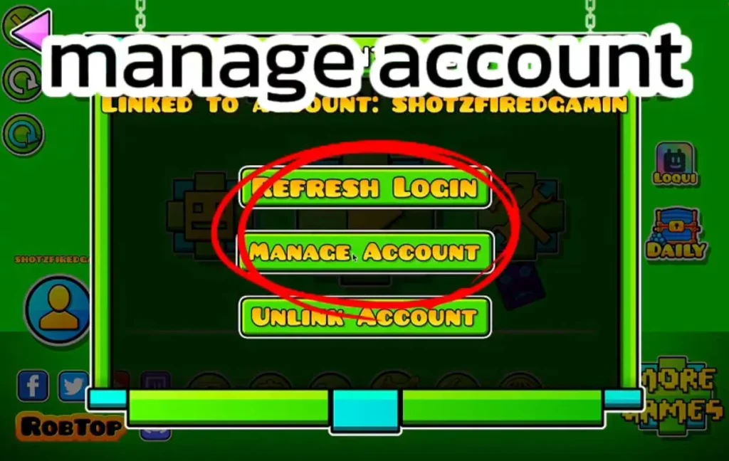 Manage account.